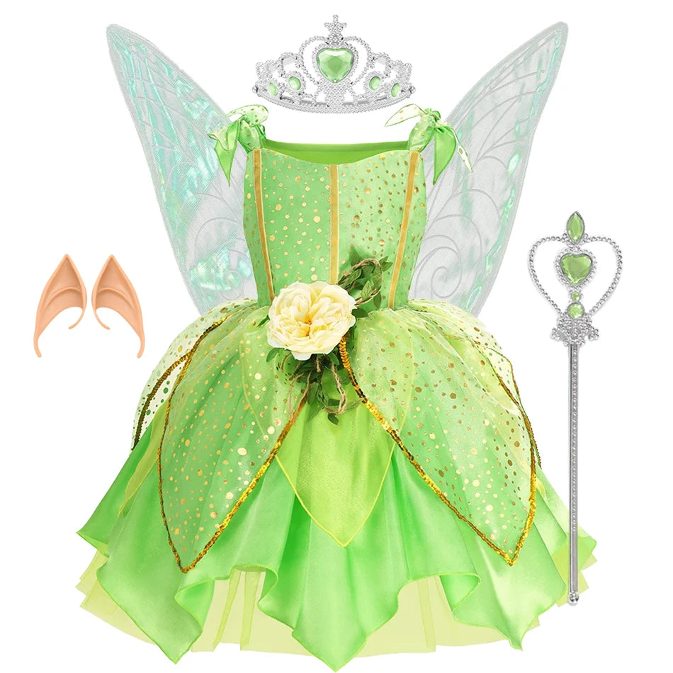 Girls Flower Fairy Princess Dress Costume for Summer Parties