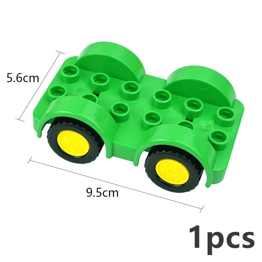 City View Large Building Bricks Wheel Bridge Big Size Track Bricks Train Straight Curved Switch Railway Compatible Duploes Toys