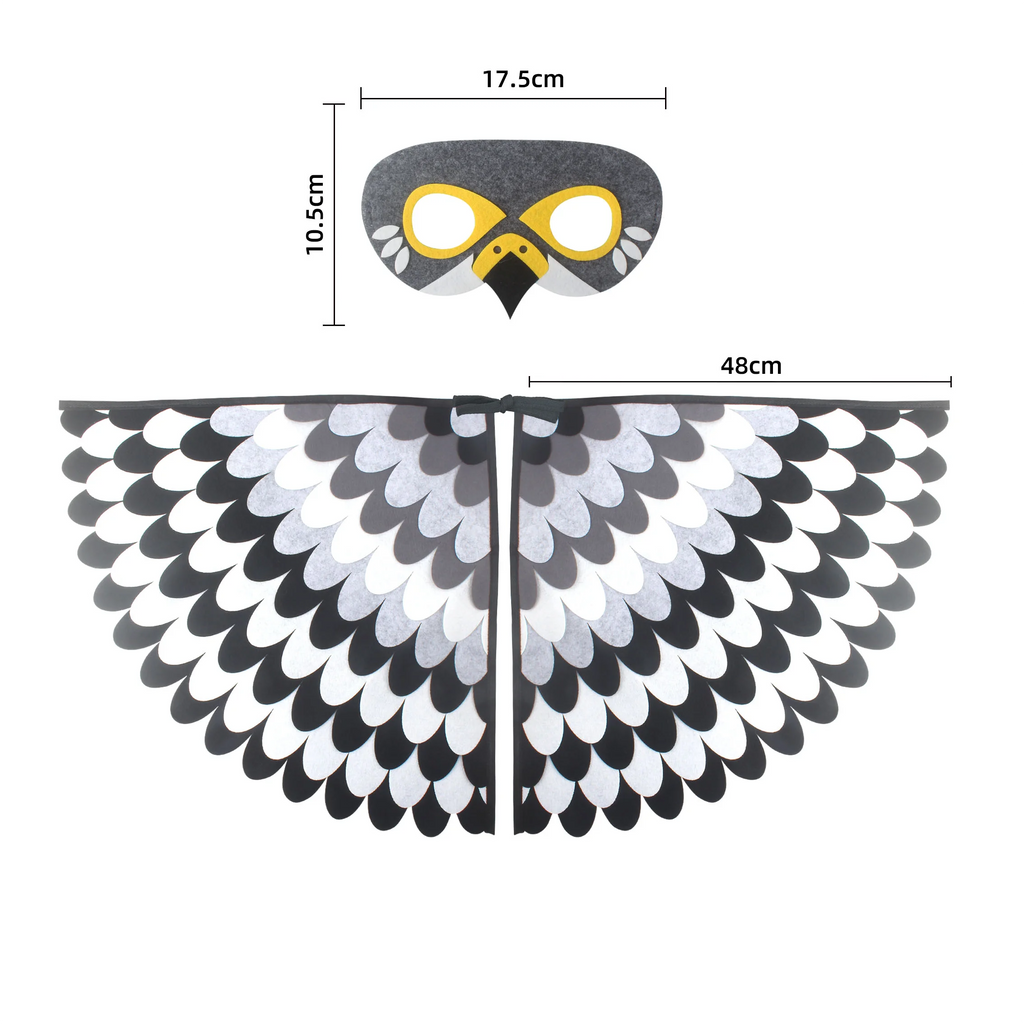 Owl Wings Costume Cape with Matching Animal Mask