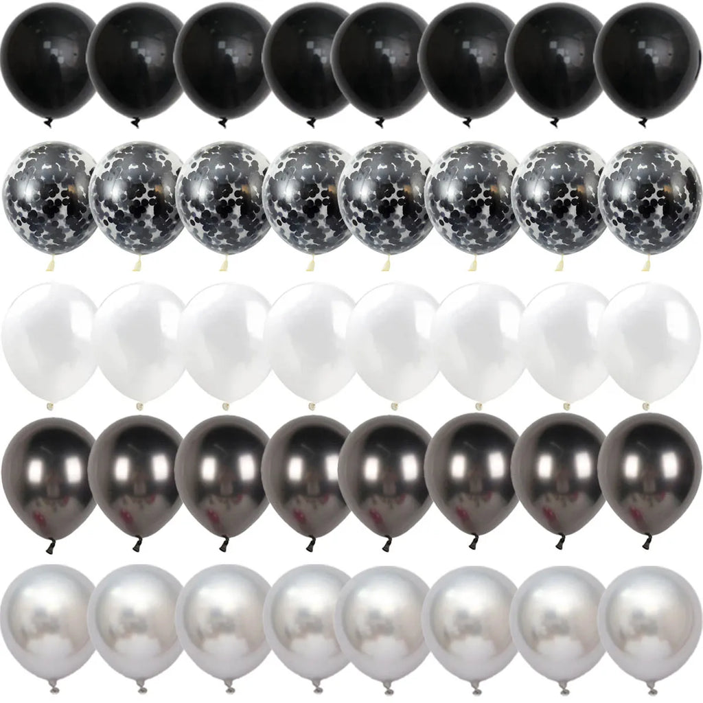 Black Metal Latex Confetti Balloon 30 40 50th Birthday Decoration Matte Globos New Year Wedding Birthday Party Baby Shower Decor