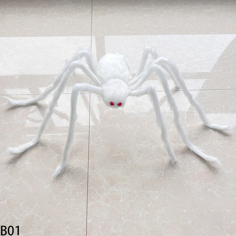 Halloween Black Giant Spider Scary Artificial Plush Spider Home Bar Haunted House Scene Ornaments Props Holiday Outdoor Decors