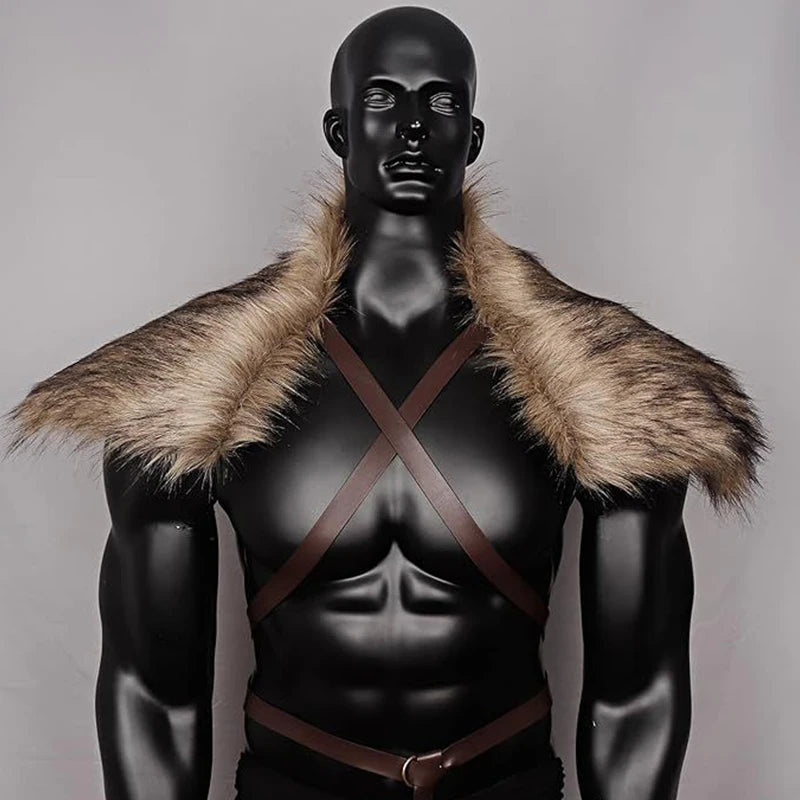 Medieval Faux Fur Shoulder Cloak Cape for Halloween & Cosplay