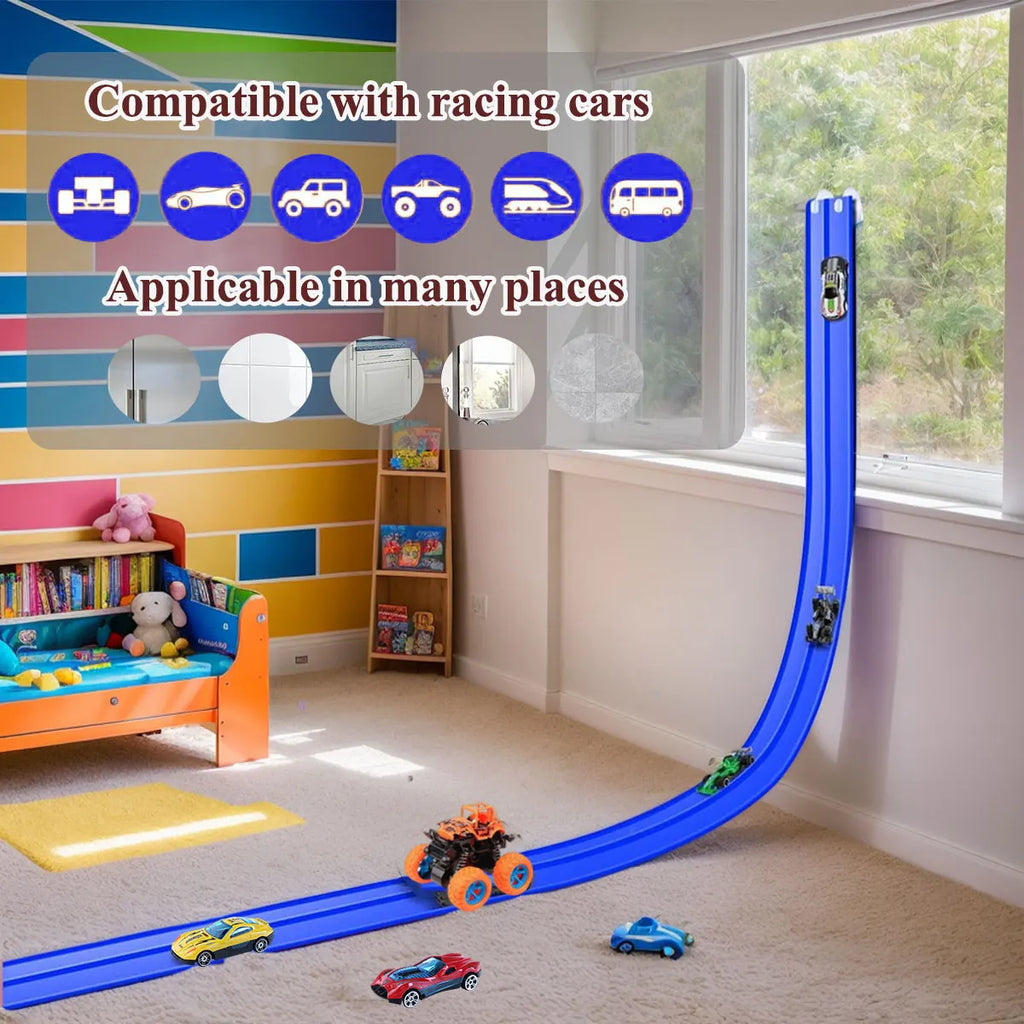 Flexible Race Track Children Toys DIY Double-track Racing Car Ramp Compatible 1/64th Cars Portable Rolls Up Boy Christmas Gift