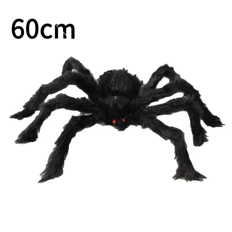 Halloween Black Giant Spider Scary Artificial Plush Spider Home Bar Haunted House Scene Ornaments Props Holiday Outdoor Decors