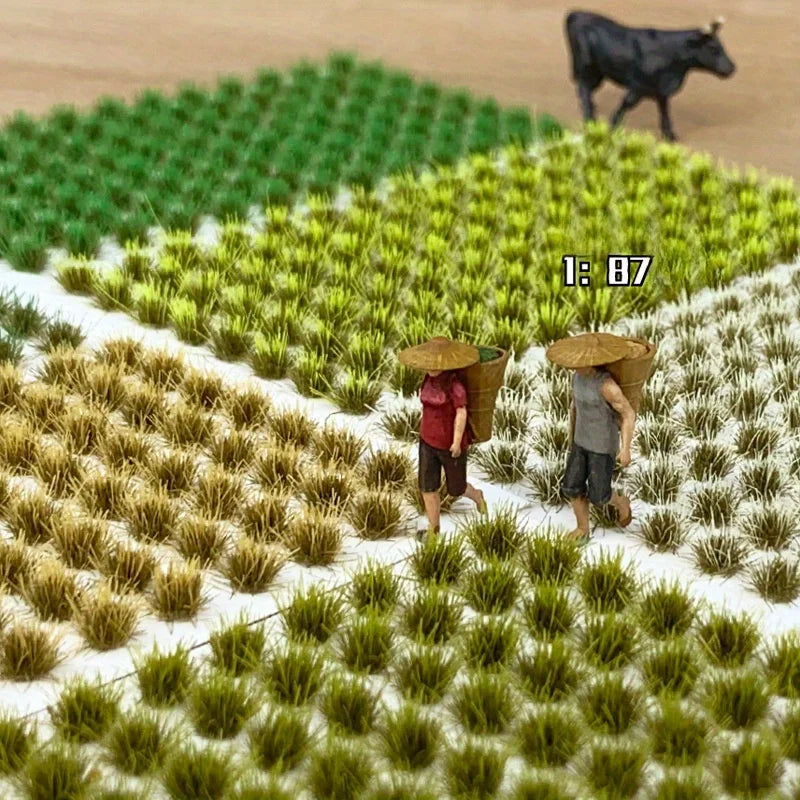 104pcs/pack Static Grass Tuft, Model Grass Tufts Terrain Model Kit Static Scenery Model Miniature Shrubs Bushes for Train Landsc