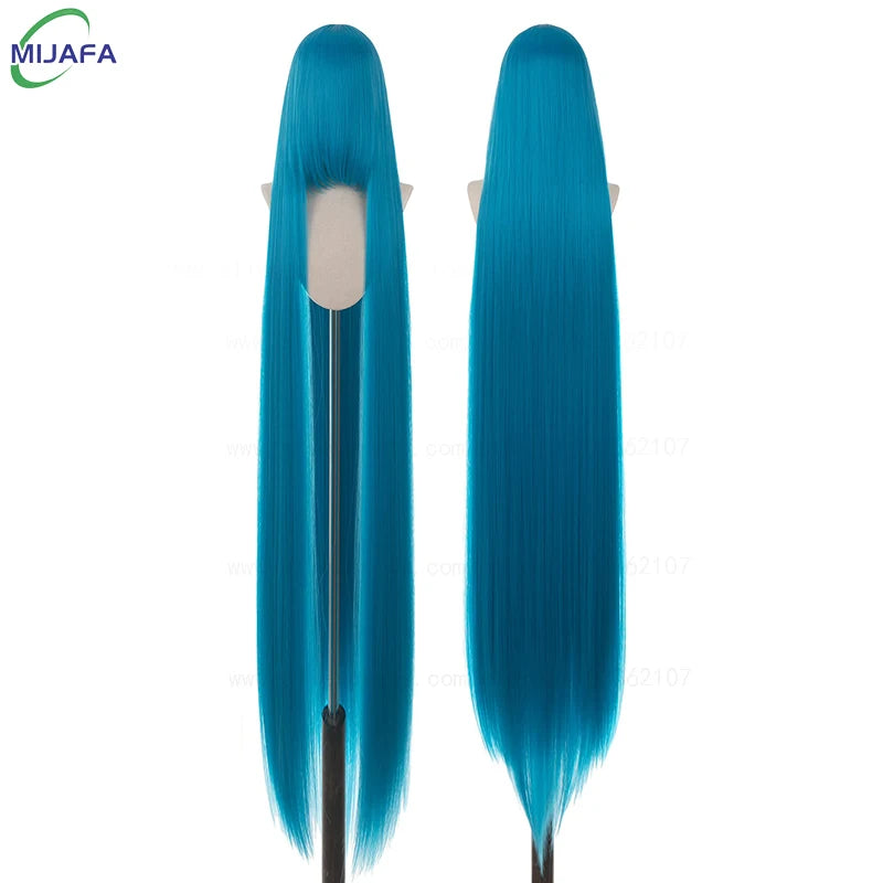 150cm Long Straight Cosplay Wig with Bangs Heat Resistant