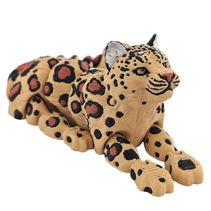3D Printed Snow Leopard Model Simulation Multi-joint Movable Wild Animals Figurines Miniatures Home Decoration Crafts Figurines