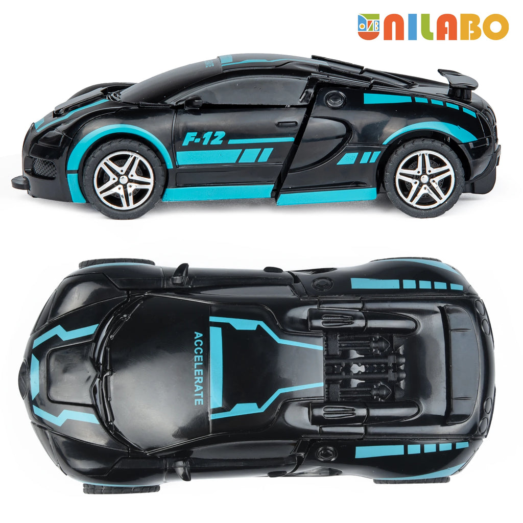 Transformable Robot Sports Car Toys, No Batteries, Educational Kids Gift, Colorful Model Vehicle for Play Learning