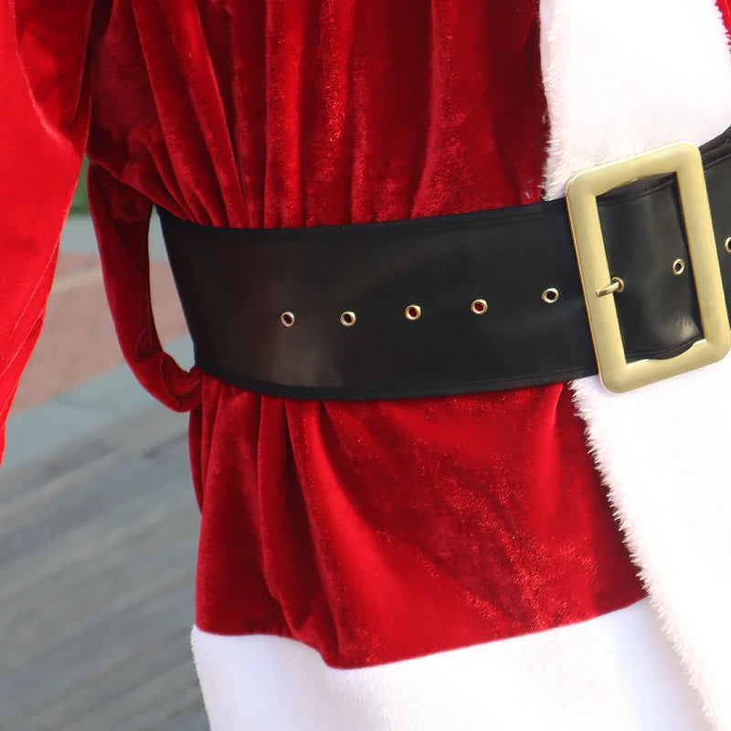 Men's Gold Velvet Santa-Inspired Christmas Costume Set