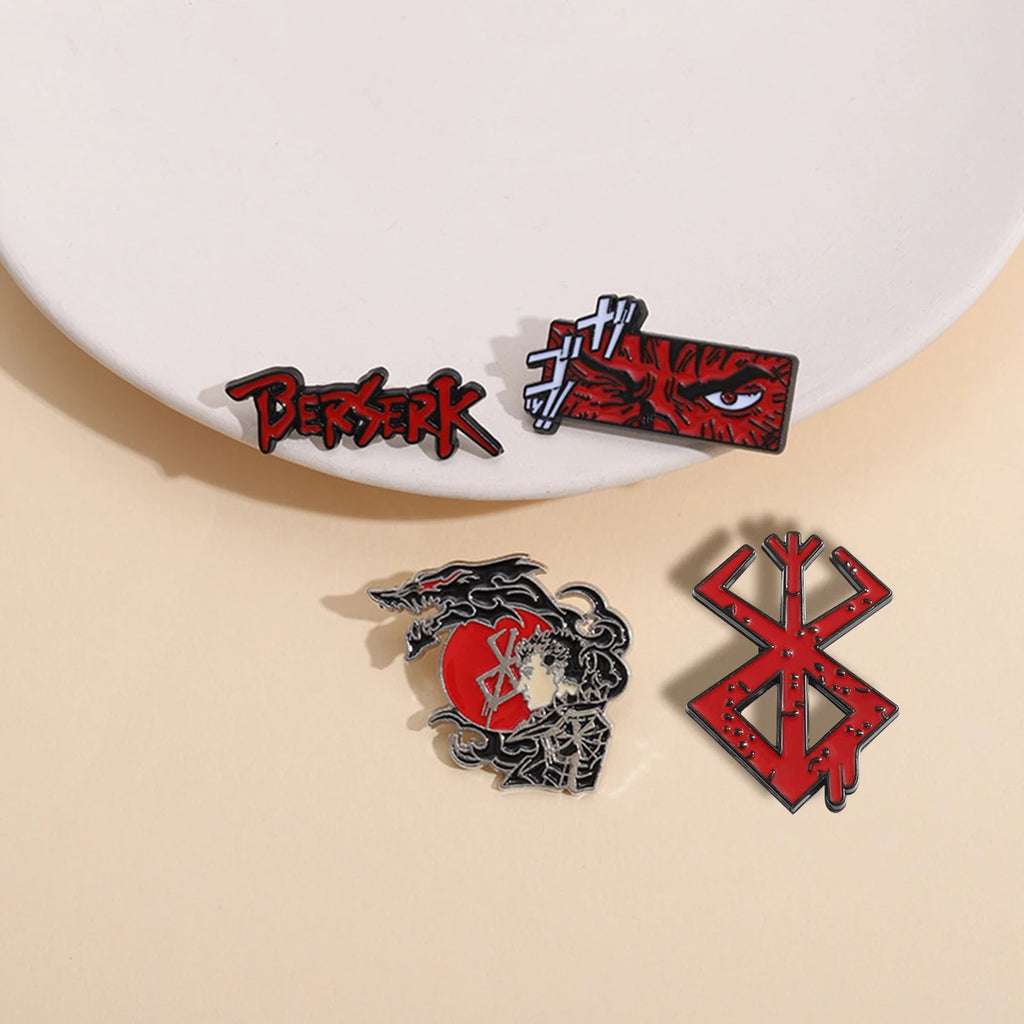 Red Fantasy Face Brooch Lapel Pin for Bags and Clothing