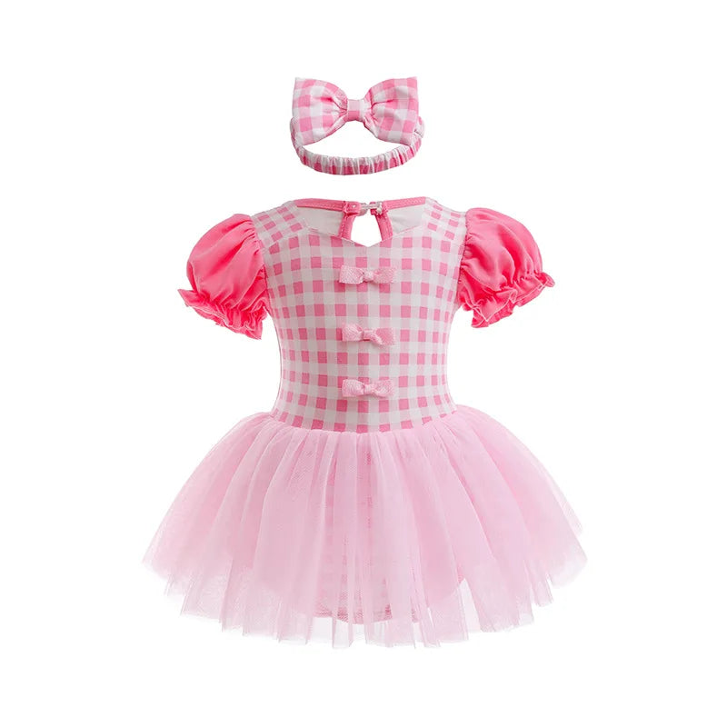 Baby Romper TUTU Dress With Headband Infant Baby Princess Girl Clothes Size 3-18M Cute Design Baby Dress Party Costumes