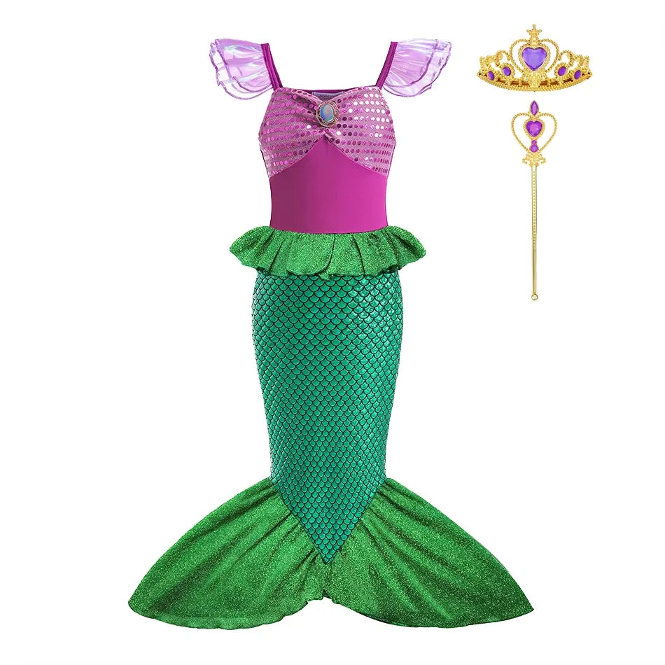 Girls Mermaid Princess Costume Dress for Carnival & Parties