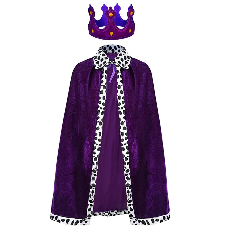 King Prince Cape Costume with Crown for Adults & Kids