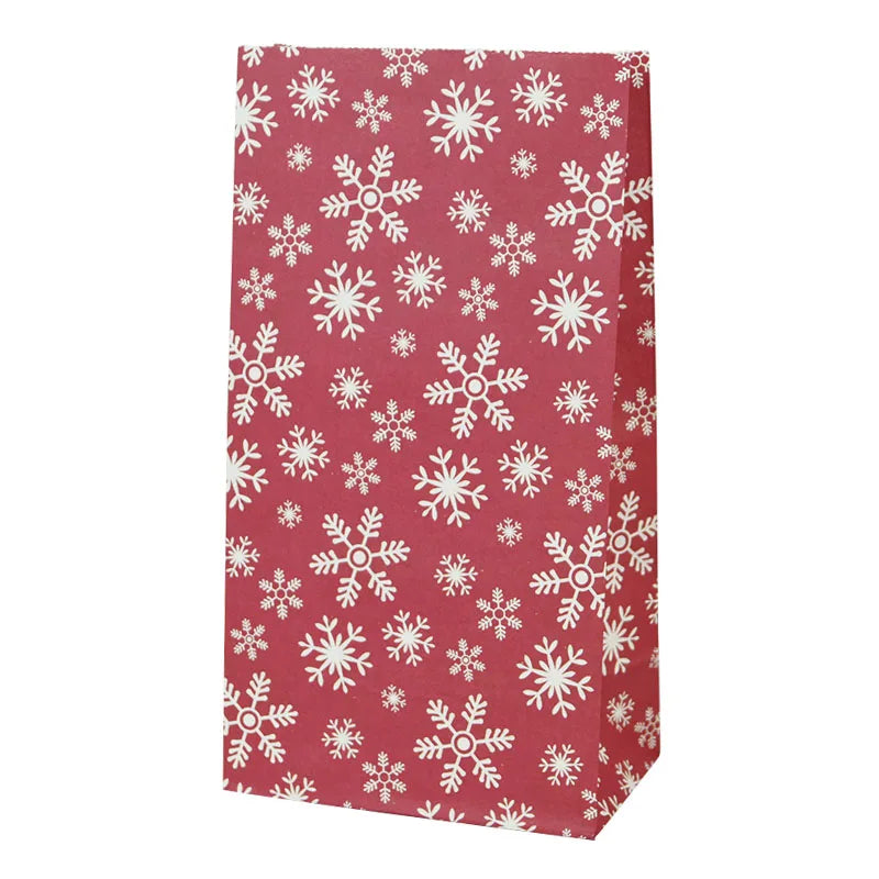 10pcs Kraft Paper Candy Cookie Bag Santa Claus Snowman Christmas Gift Packing Bags Xmas Navidad New Year Party Decor Supplies