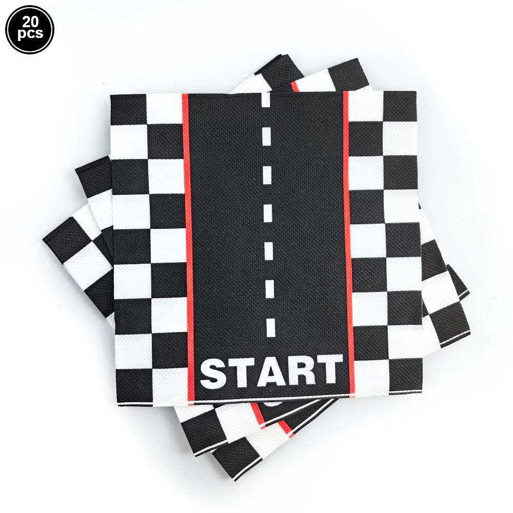 Racing Car Balloon Traffic Cone Balloon Tire Wheel Balloons Black White Checkered Race Car Theme Kids Birthday Party Decorations