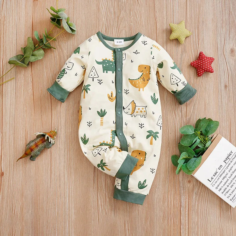 Newborn Baby Boys Infant Outfit Clothes Toddler Jumpsuit Costume Romper Onesie Long Sleeve Print Clothes Spring and Autumn Girls
