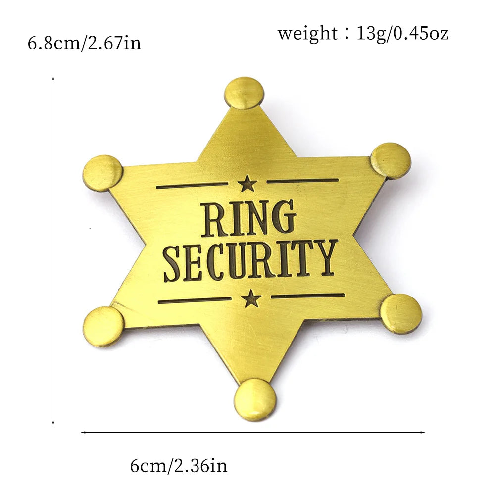 Western Sheriff Star Badge Metal Pin Costume Accessory