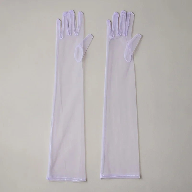 Ladies' Festival Colorful Long Satin Transparent Gloves with Fingers Black White Red Sexy Dance Party Theme Halloween