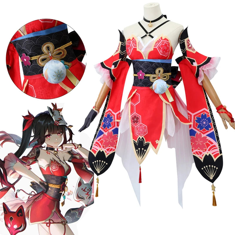 Anime-Inspired Women’s Cosplay Costume Set with Wig & Mask