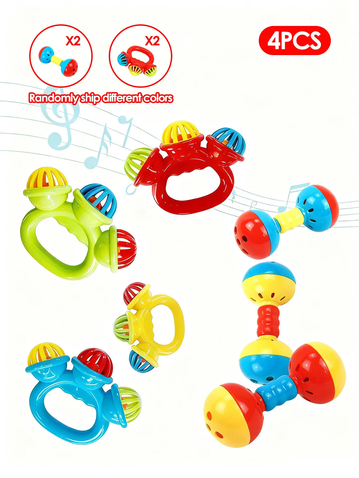 Baby Hand Shaking Rattle Bell Colorful Early Education Sensory Developmental Toy for 0‑12 Months Newborn Infant