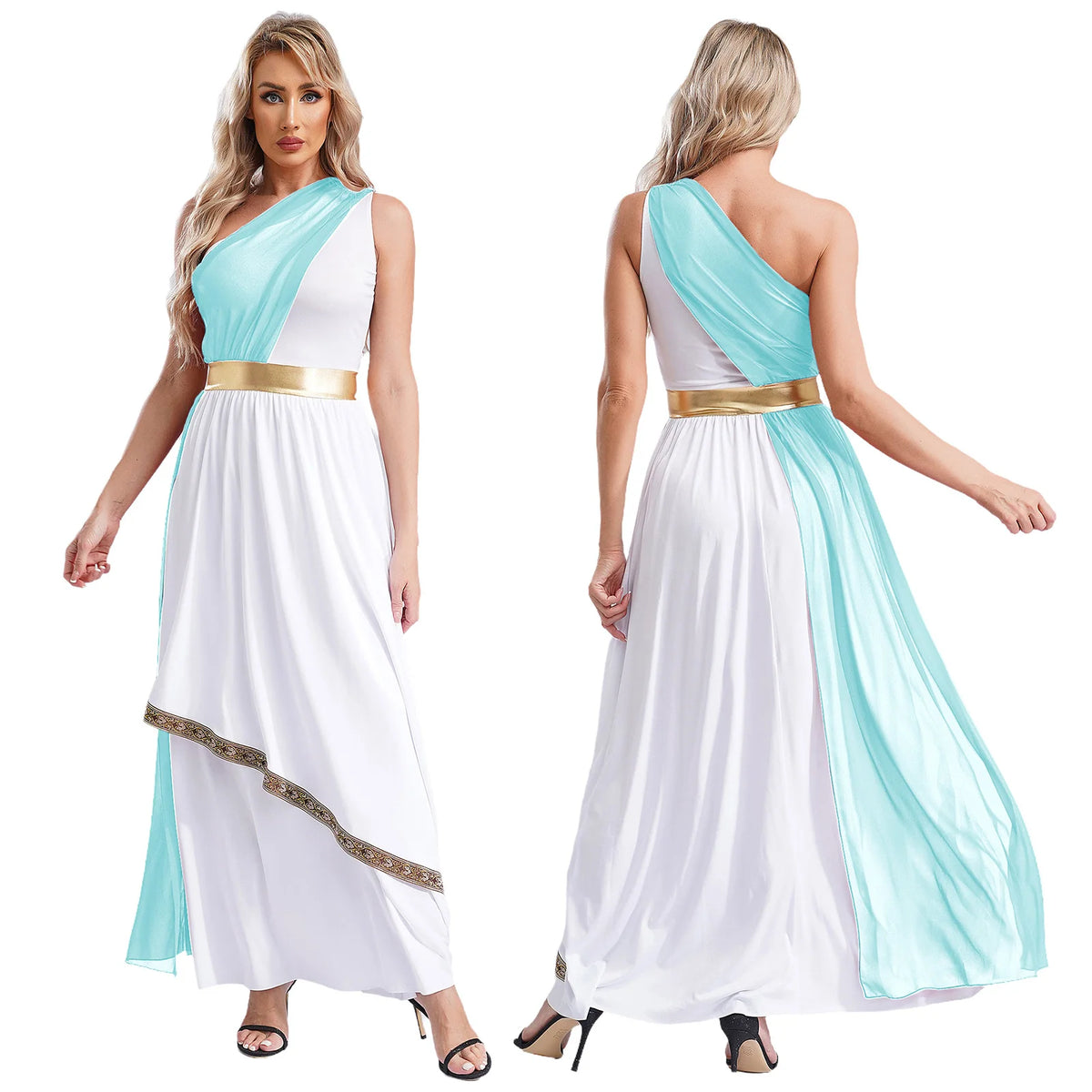 Women's Greek Goddess Toga Costume Dress with Tulle and Chiffon