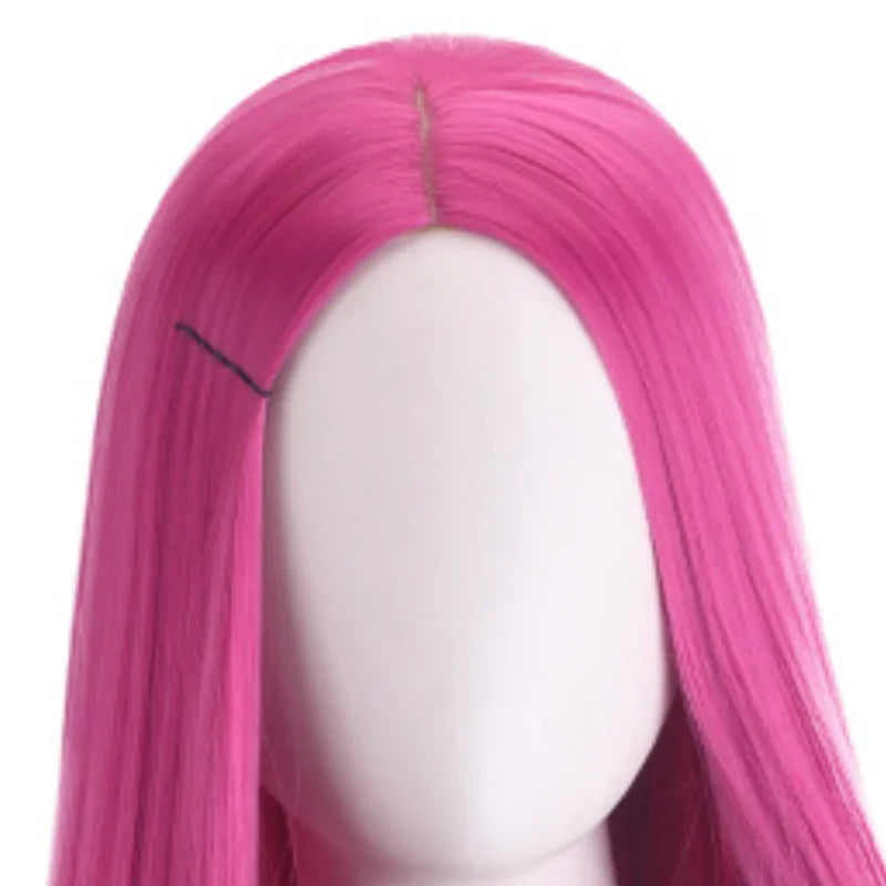 100cm Long Straight Pink Synthetic Wig for Cosplay