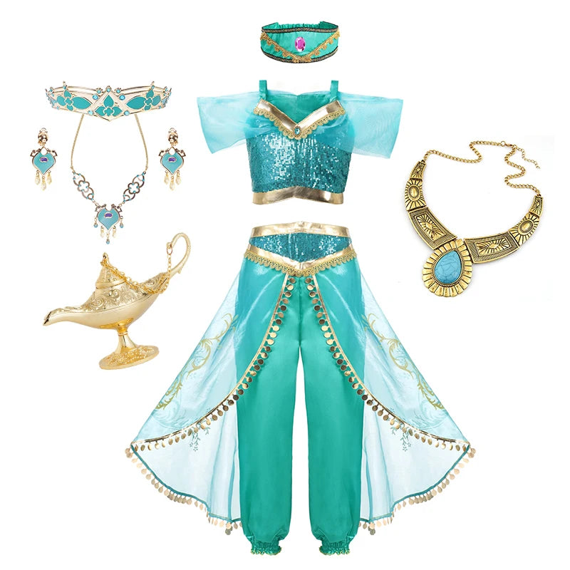 Girls Arabian Princess Costume, Top and Pants Set