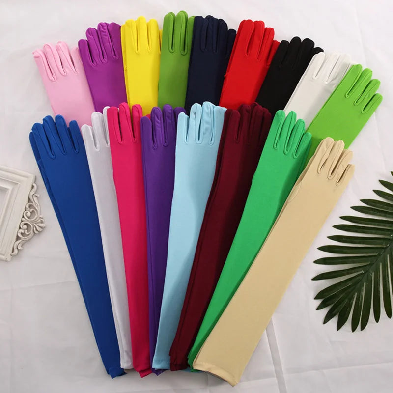 45cm Long Women Elasticity Matte Spandex Dance Performance Long Bride Wedding Mitten Halloween Party Cosplay Princess Glove P26