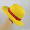 Unisex Flat Straw Hat with Neck String for Cosplay
