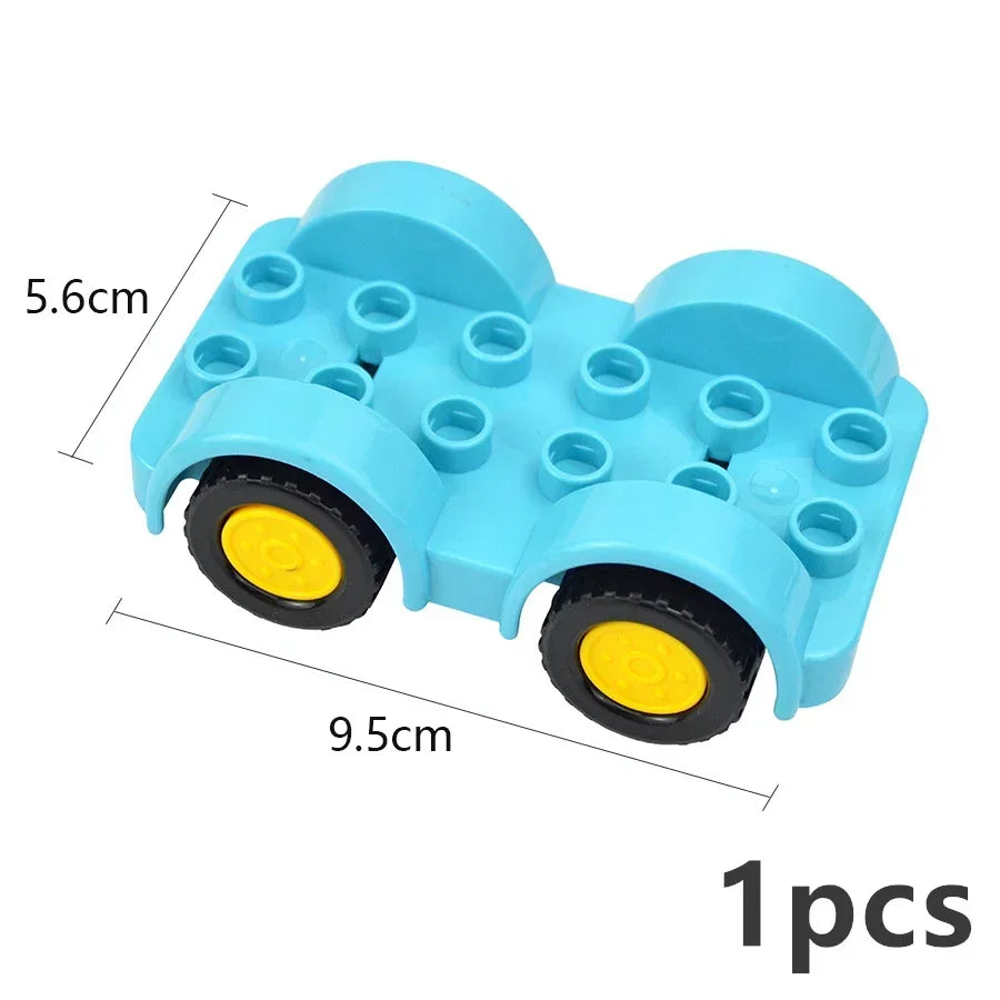 City View Large Building Bricks Wheel Bridge Big Size Track Bricks Train Straight Curved Switch Railway Compatible Duploes Toys