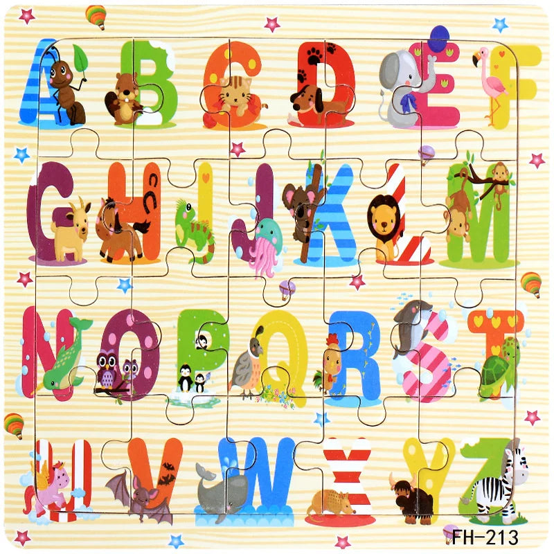 New 20 Piece Wooden 3d Puzzle Cartoon Animal Vehicle Jigsaw Puzzle Montessori Educational Toys For Kids 3-6 Years Old