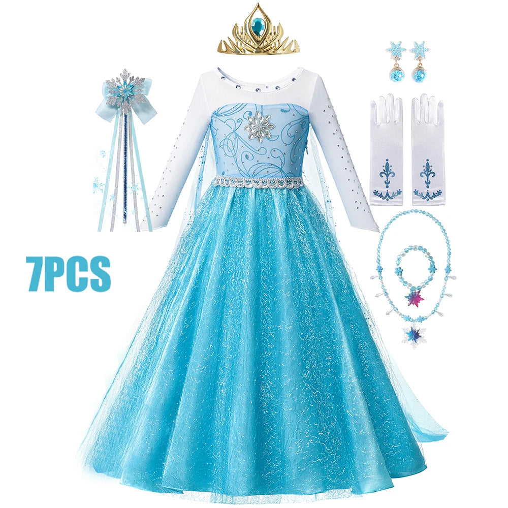 Girls Full Print Princess Dress Costume for Birthday Parties