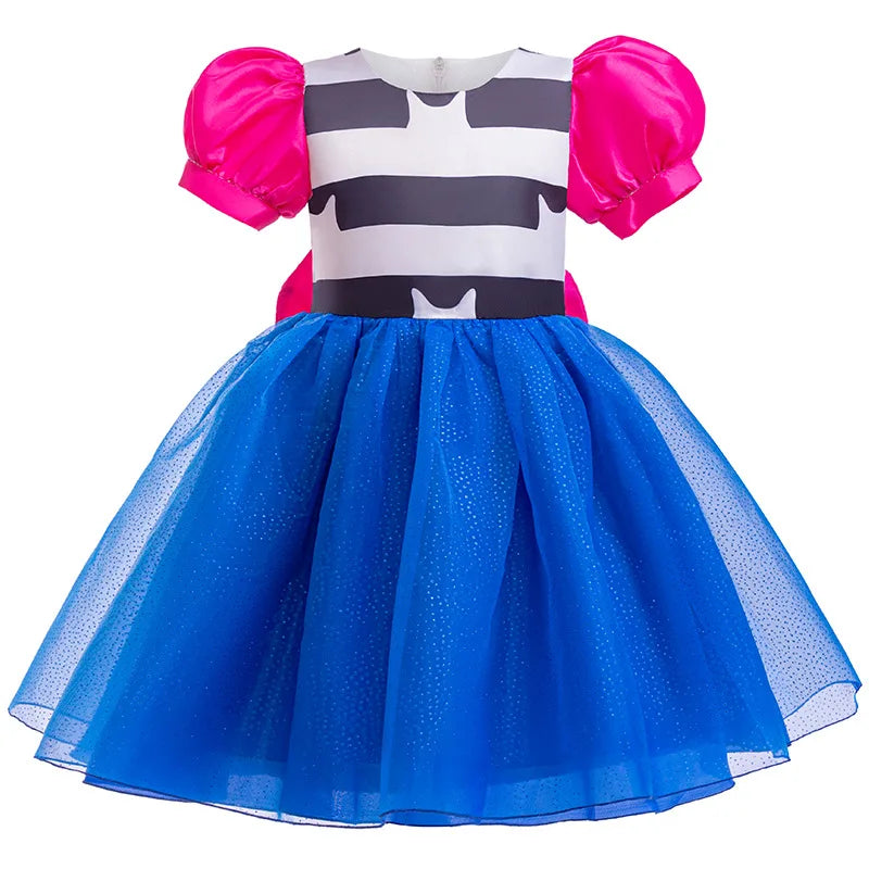 Girls Cat Inspired Princess Dress with Puff Sleeves and Tulle