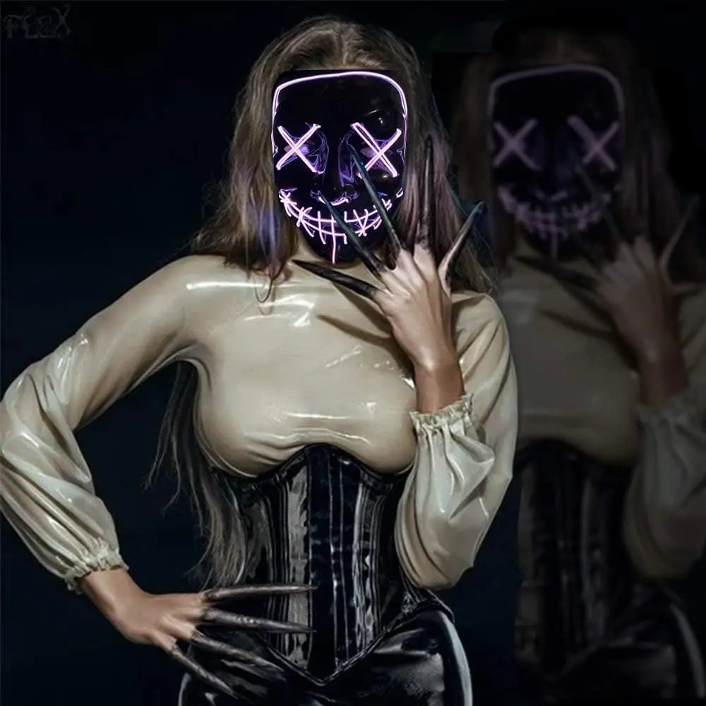 LED Light Up Halloween Mask for Cosplay & Costume Parties