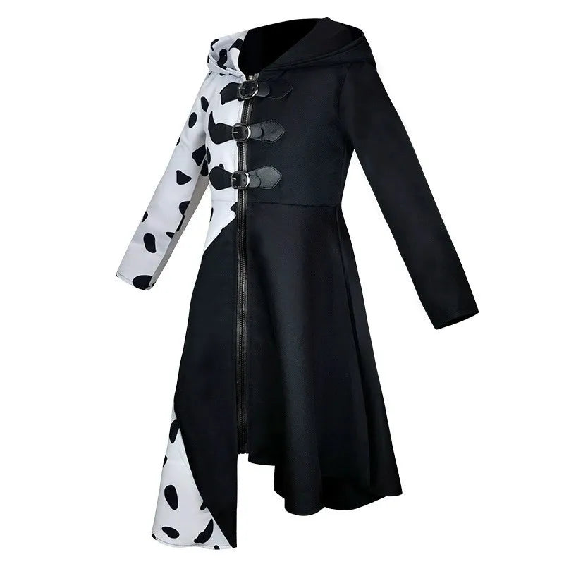 Girls Black & White Dalmatian Print Jumpsuit Costume