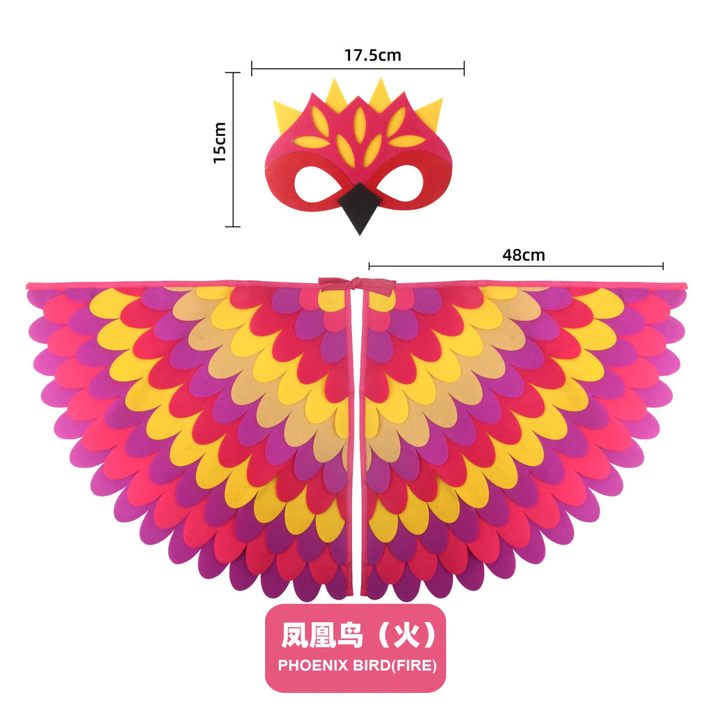 Bird Wings and Mask Costume Cape for Performances