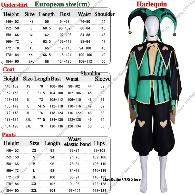 Adult Pierrot Jester Clown Costume Top Pants & Wig