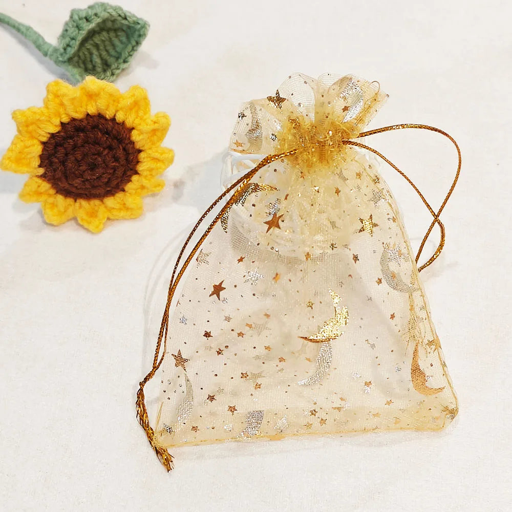 25/50/100pcs Moon Star Organza Gift Bag Multicolor  Jewelry Gifts Pouches For Wedding Party Candy Bag  Jewelry Packing  Wholesal