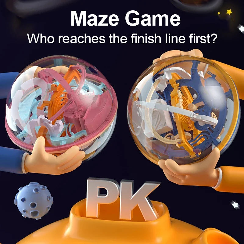 3D Puzzle Ball Maze Toy Children Challenge Obstacle Game Labyrinth Ball 3D Maze Montessori Puzzle Balance Traine Clearance Game