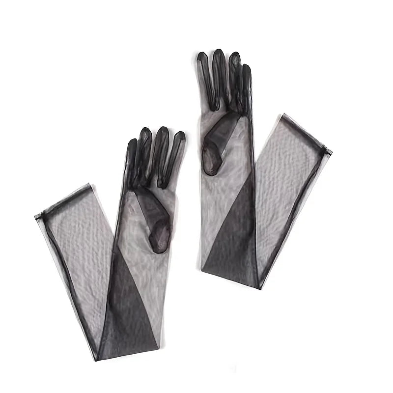 Ladies' Festival Colorful Long Satin Transparent Gloves with Fingers Black White Red Sexy Dance Party Theme Halloween