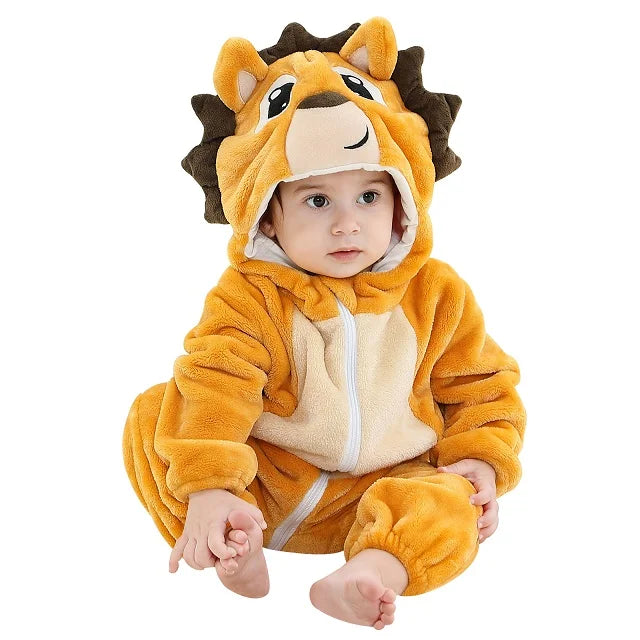 MICHLEY Carniva Baby Rompers Winter Clothes Flannel Hooded Bodysuits Pajamas Animals Overall Jumpsuit For Girls Boys Kids