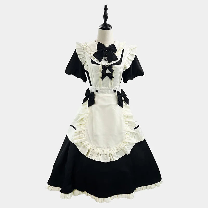 Women’s Maid Cosplay Costume Apron Dress S–5XL
