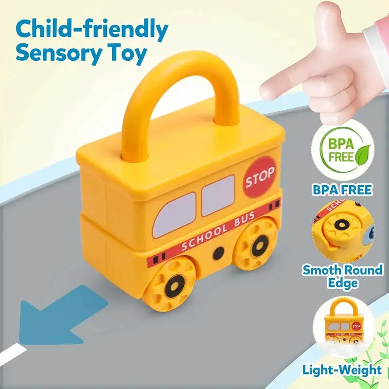 Educational Car Shaped Puzzle Matching Lock Toy with Key for Children - Intellectual Development Cognition Buckle Unlocking Game