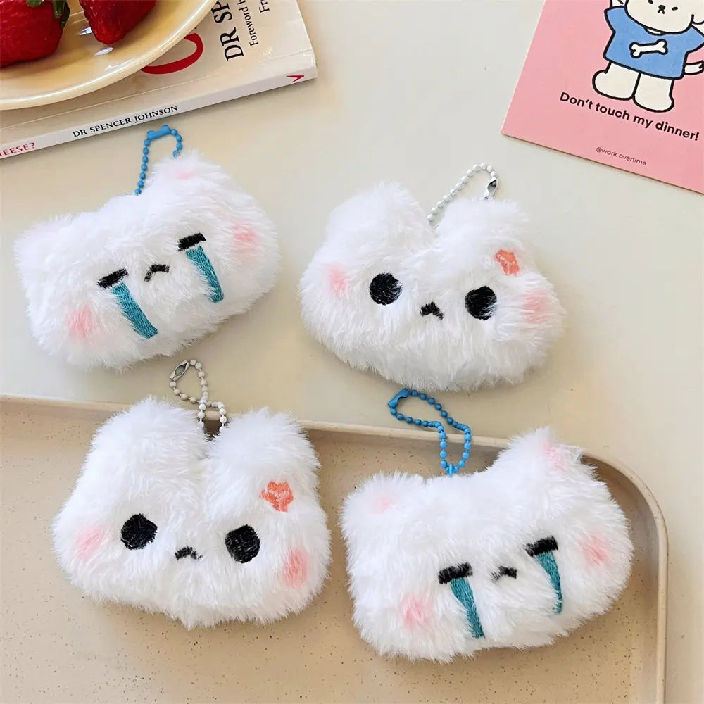 Cute Plush Bunny Teddy Bear Pendant Student Backpack Decoration Accessories Super Cute Keychain ﻿