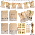 24 Sets Vintage Christmas Kraft Paper Bags Let it Snow Candy Treat Bag with Stickers Advent Calendar Xmas Party Favor Gift Pouch