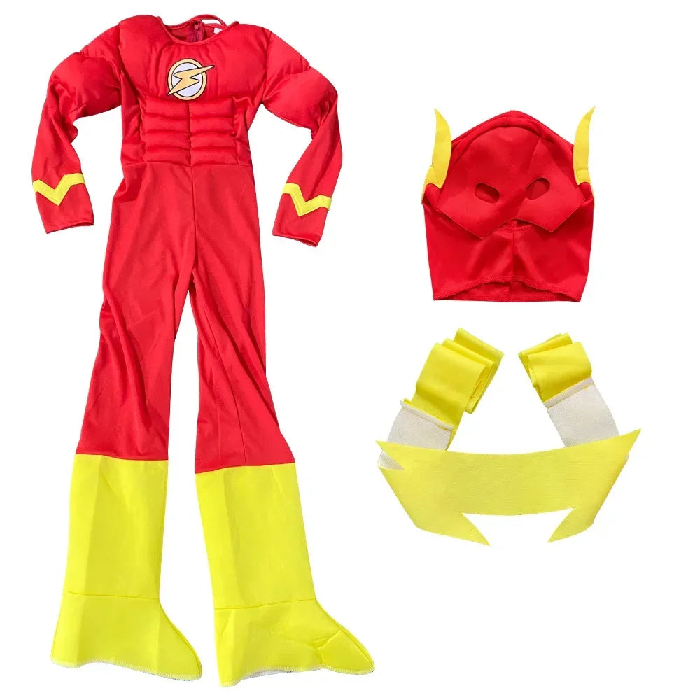 Unisex Superhero Muscle Costume Set with Mask & Headgear