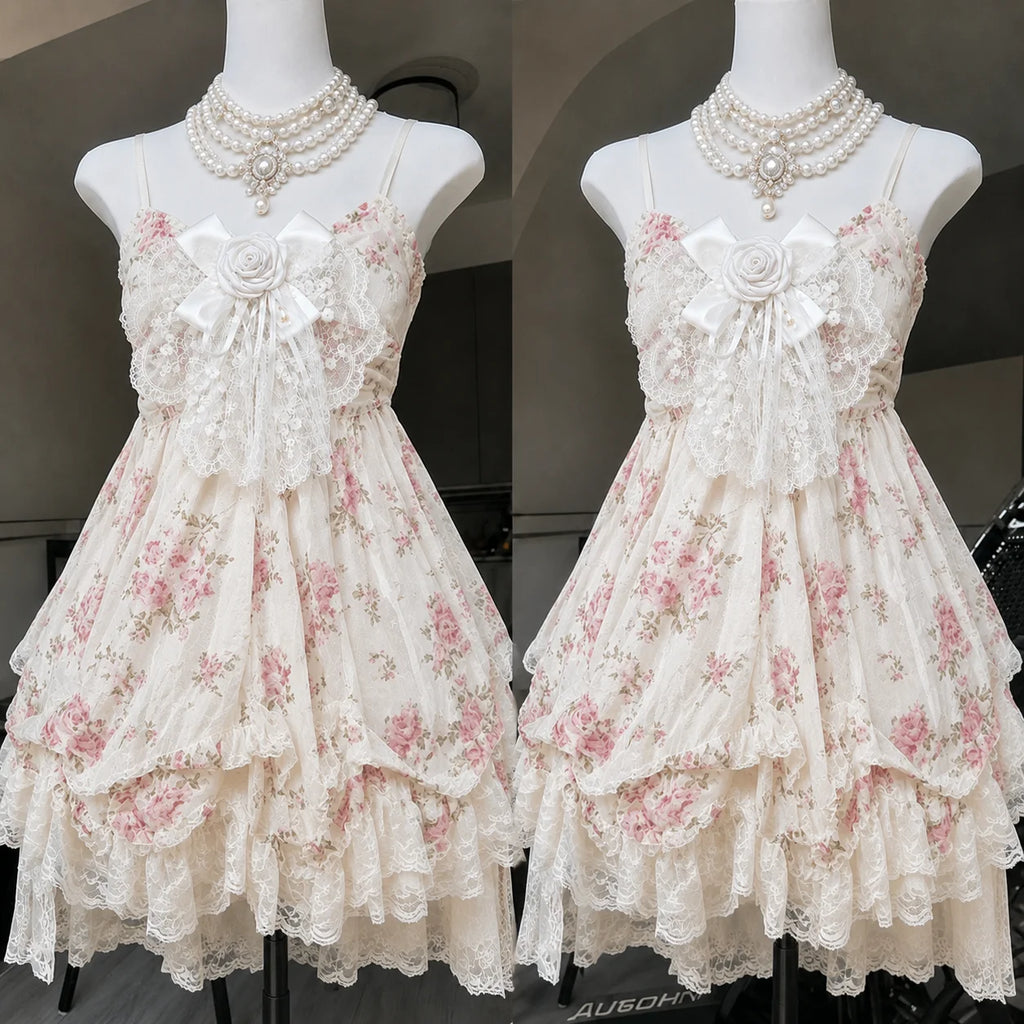 2000s Gothic Vintage Mini Dress Women Sleeveless Strap Party Dress Evening Lace Retro Cltohing Japanese Y2k Black Chic Lolita