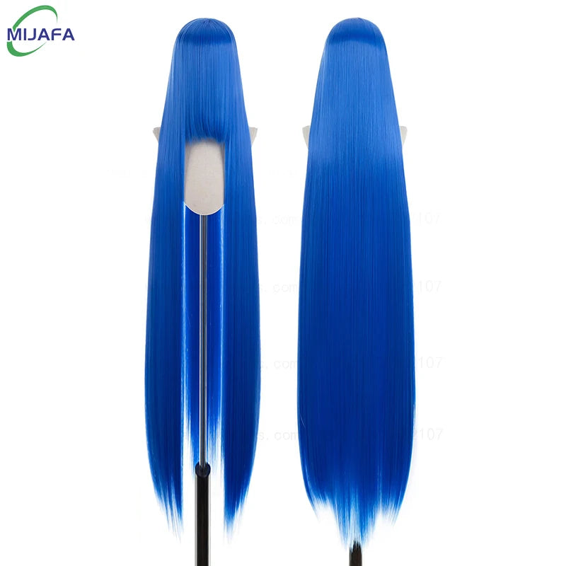 150cm Long Straight Cosplay Wig with Bangs Heat Resistant