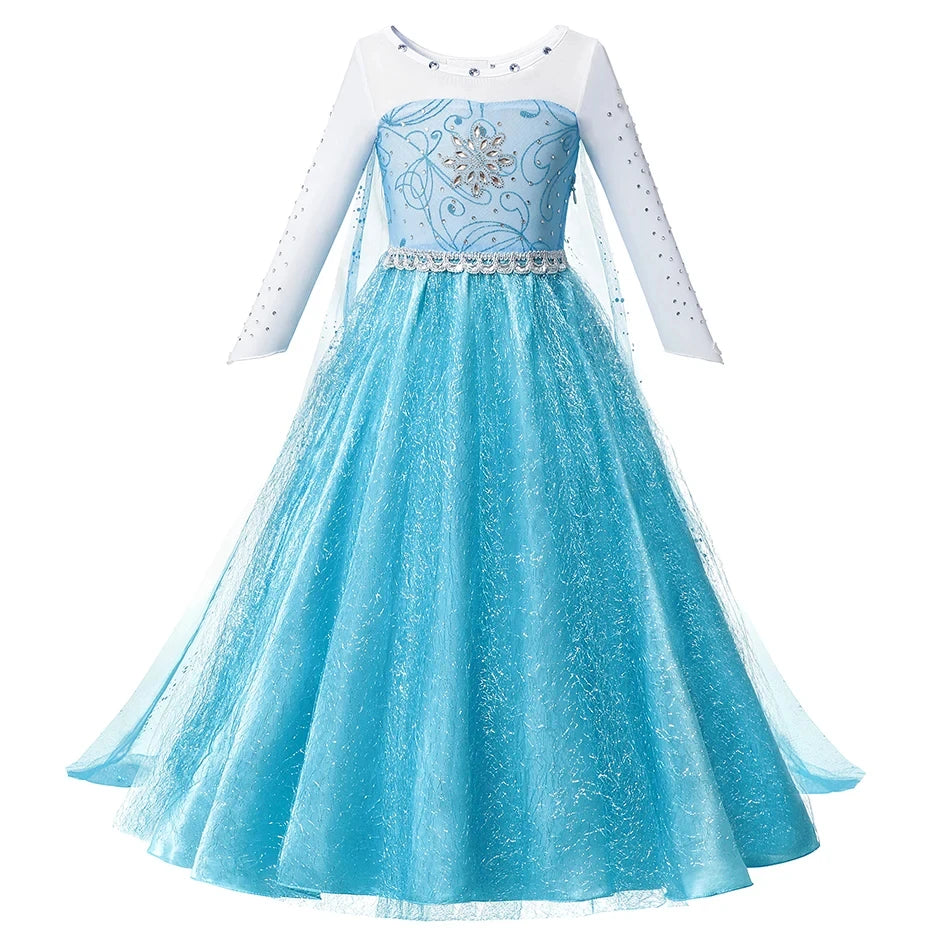 Girls Snow Queen Kids Costumes Girls Carnival Party Prom Gown Elsa Robe-Playing Children Clothing Princess Dress Birthday Dress