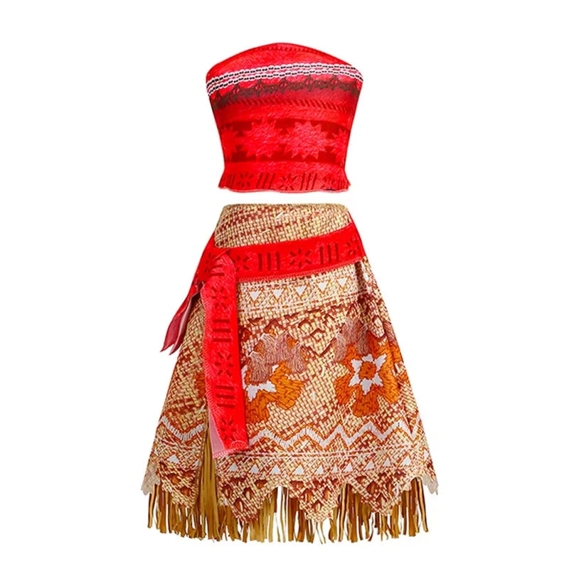 Girls Island Princess Costume Dress with Headwear & Necklace